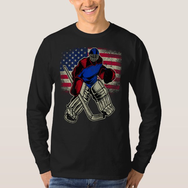 Cool Ice Hockey Player Sports Family Hockey 4th of T-Shirt (Front)