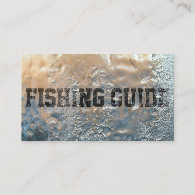 Cool Ice Typography Fishing Guide Charter Business Card (Front)