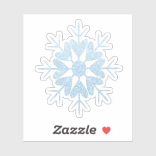 Cool Icy Blue Christmas Crystal Glitter Snowflake Sticker