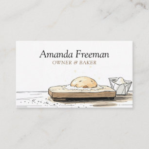 Cool Illustrated Dough and Flour Baking Business Card
