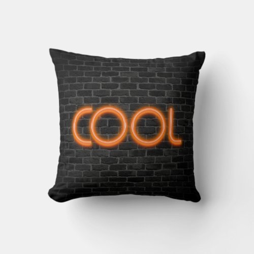 COOL In Neon Marquee Lights Throw Pillow