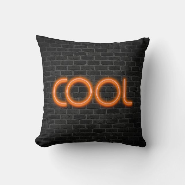 COOL In Neon Marquee Lights Throw Pillow (Front)