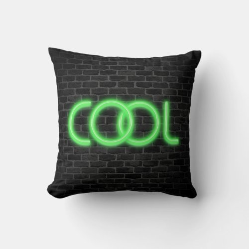 COOL In Neon Marquee Lights Throw Pillow