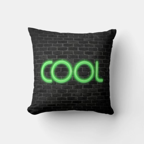 COOL In Neon Marquee Lights  Throw Pillow