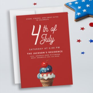Cool Independence Day Ice Cream July Watercolor 