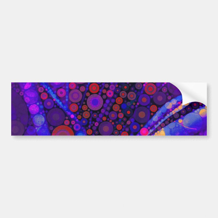 Cool Indigo Concentric Circles Abstract Mosaic Bumper Sticker