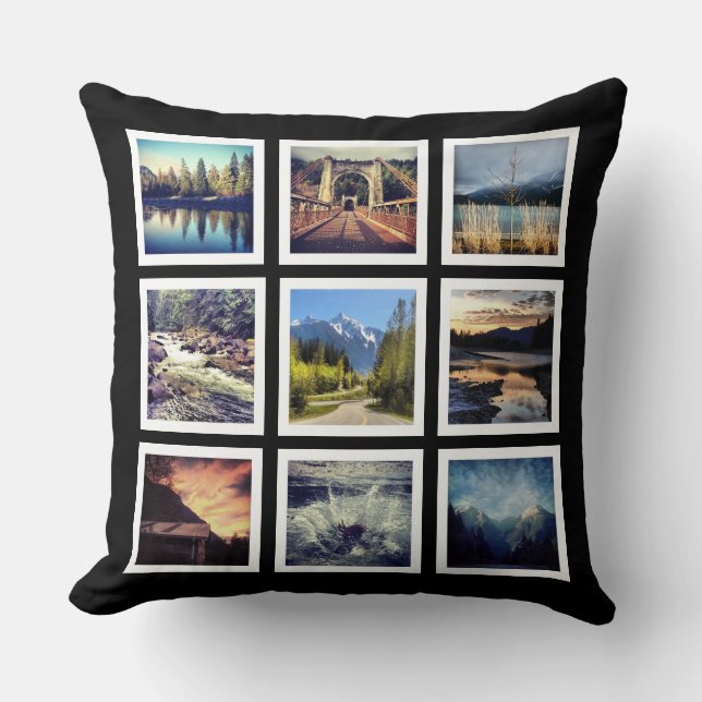 Cool Instagram 9 Photo Collage Throw Pillow (Front)