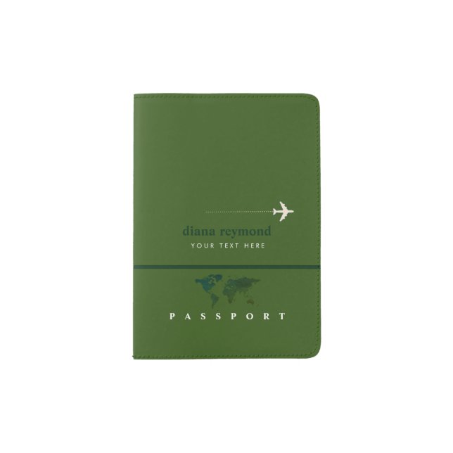 cool international green travel passport holder (Front)