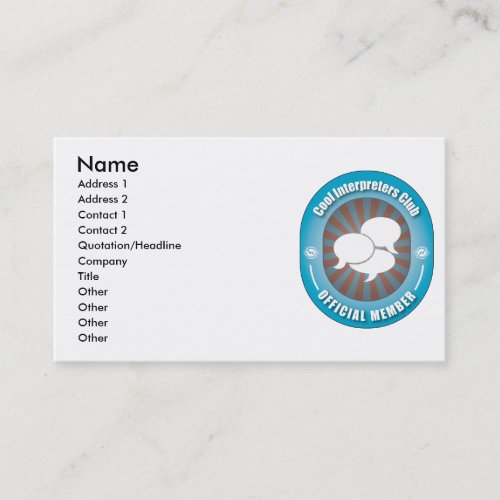 Cool Interpreters Club Business Card Templates
