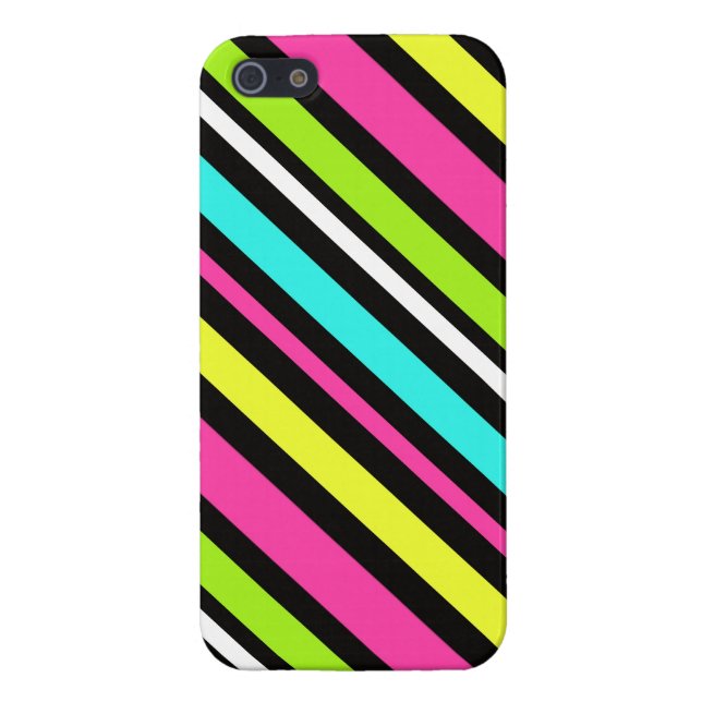 Cool iPhone 5 Cases for Girls Funky Neon Stripes (Back)