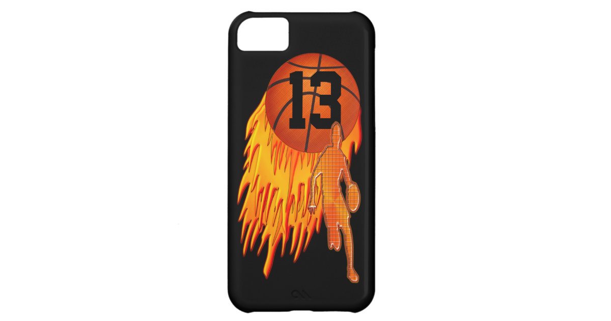 Cool Iphone 5c Cases For Boys Flaming Basketball Zazzle Com