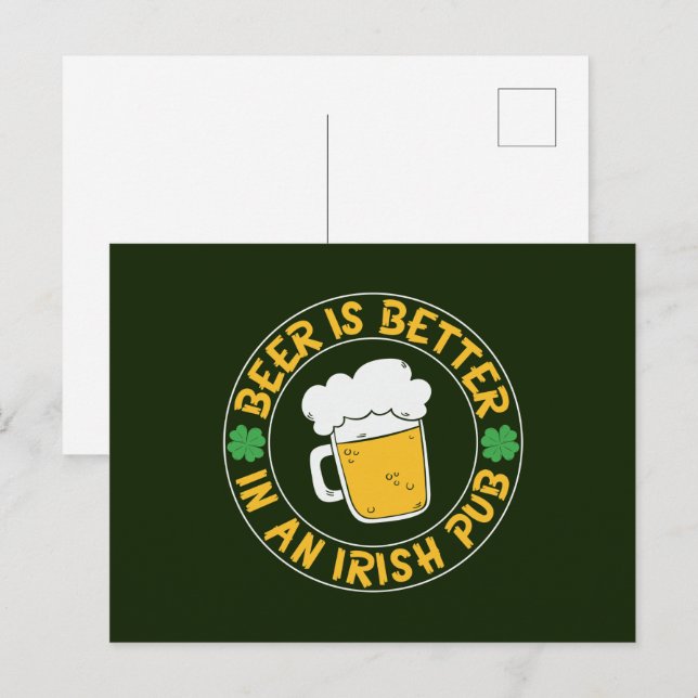 cool Irish pub beer word art Holiday Postcard (Front/Back)