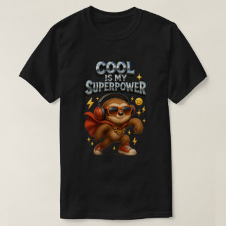 Cool Is My Superpower Funny Sloth Hero Cape T-Shirt
