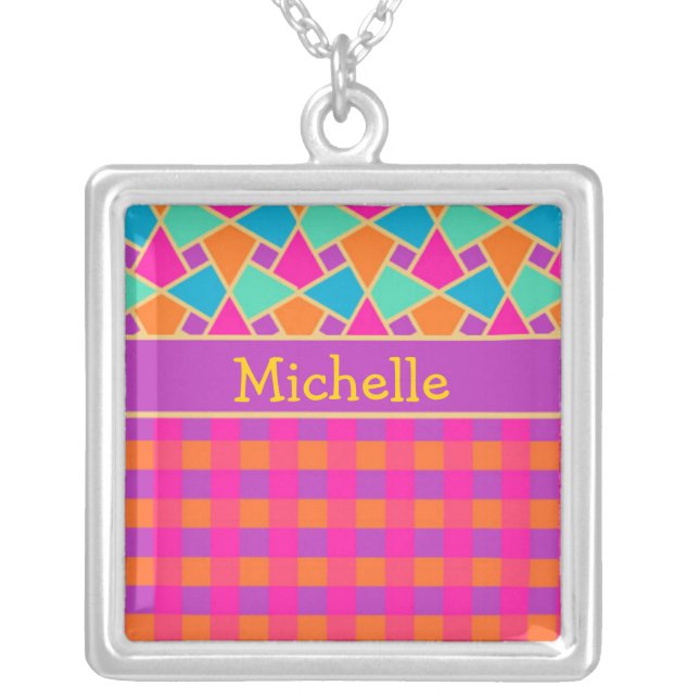 Cool Islamic Pattern and Checks Pendant Necklace (Front)