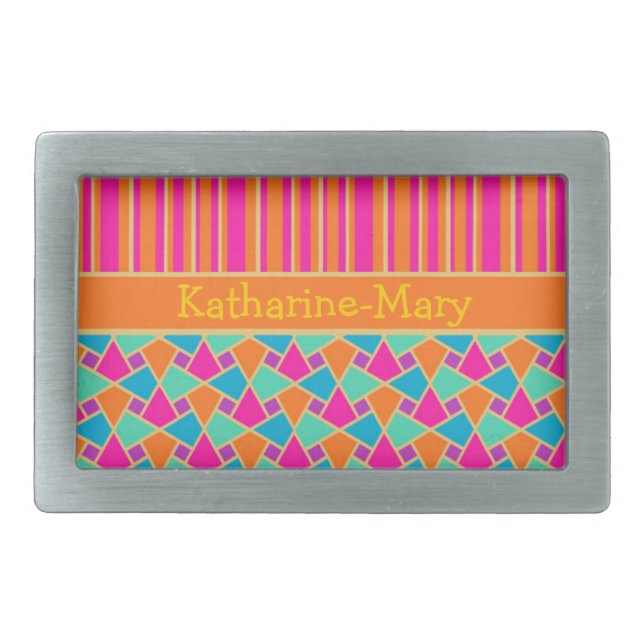 Cool Islamic Pattern and Stripes Belt Buckle (Front)