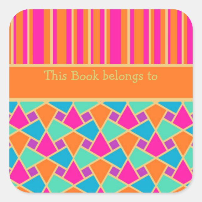 Cool Islamic Pattern and Stripes Bookplates (Front)
