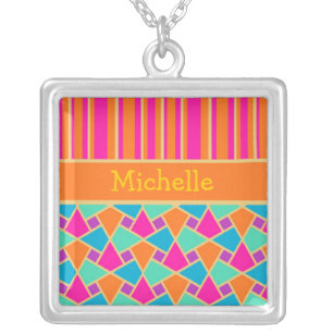Cool Islamic Pattern and Stripes Pendant Necklace