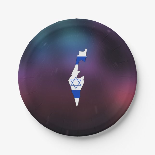 Cool israel Flag Map Paper Plates (Front)
