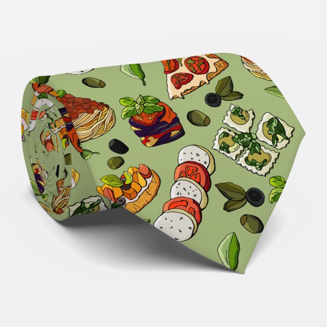cool Italian food pattern tiled Neck Tie (Rolled)