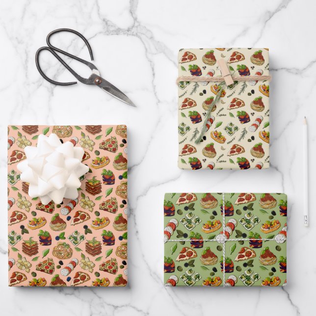 cool Italian food tiled party Wrapping Paper Sheets (Front)