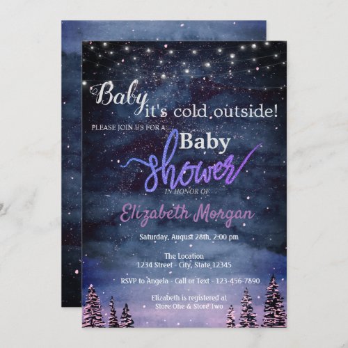 Cool Its Cold Outside Winter Forest Baby Shower Invitation