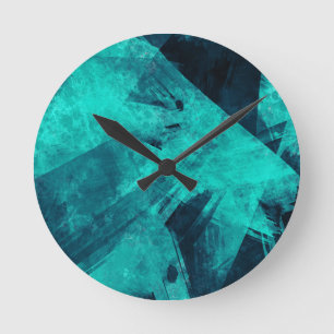 Cool Jagged Blue Abstract Round Clock