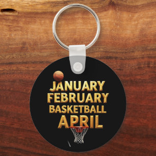 Cool January February Basketball April Designs Keychain