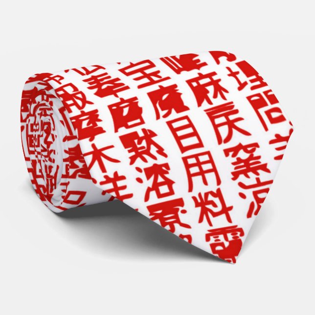 cool Japan symbols pattern Neck Tie (Rolled)