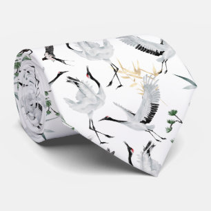 cool Japanese bird tiled pattern Neck Tie