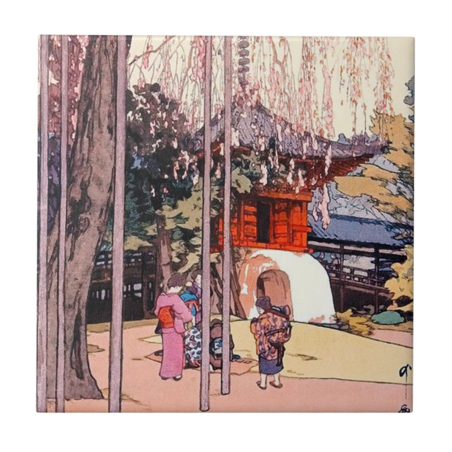Cool japanese Cherry Tree in Kawagoe Yoshida art Tile (Front)