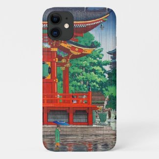 Cool japanese hasui kawase rainy day temple hanga Case-Mate iPhone case