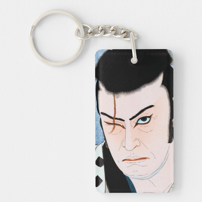 Cool japanese Kabuki Actor samurai Scar portrait Rectangular Acrylic Keychain