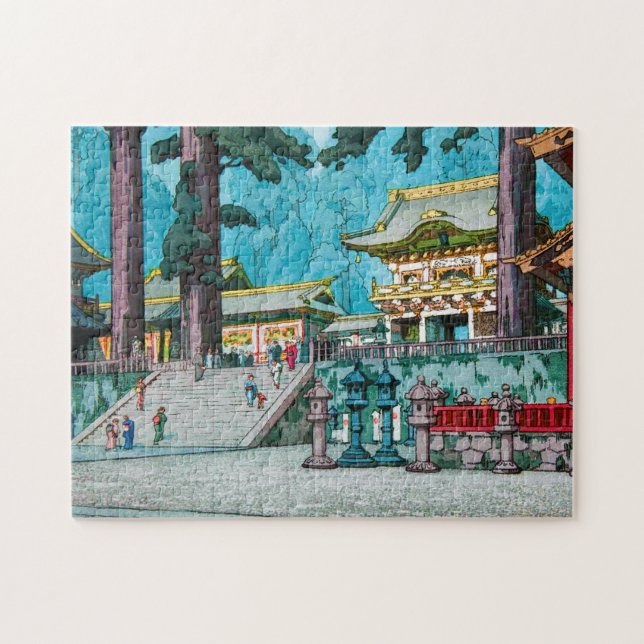 Cool japanese kawase hasui temple forest shrine jigsaw puzzle (Horizontal)