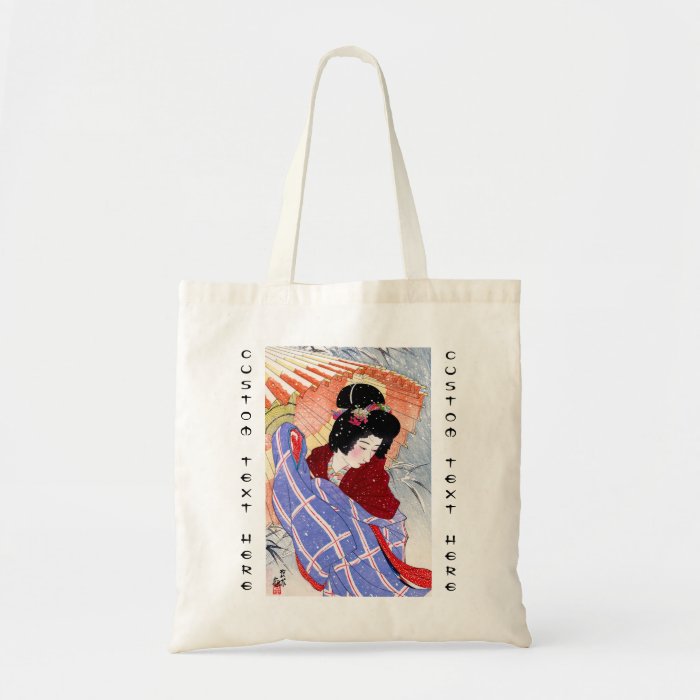 Cool japanese lady geisha umbrella snow winter canvas bag