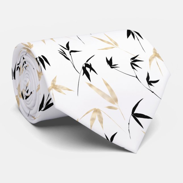 cool Japanese leaf pattern tiled Neck Tie (Rolled)
