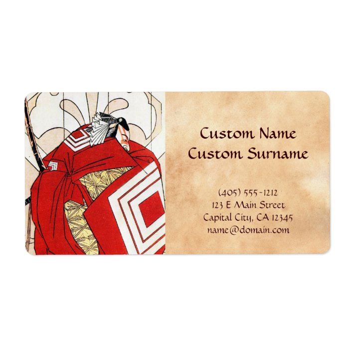 Cool japanese legendary hero samurai warrior art custom shipping label