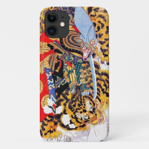 Cool japanese Legendary Samurai fight tiger art iPhone 11 Case