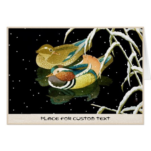 Cool japanese mandarina duck black pond snow (Front Horizontal)