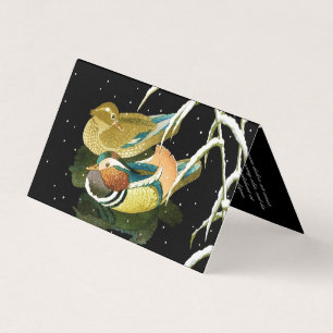 Cool japanese mandarina duck black pond snow art business card