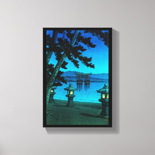Cool japanese moonlit night gate sea hasui kawase canvas print