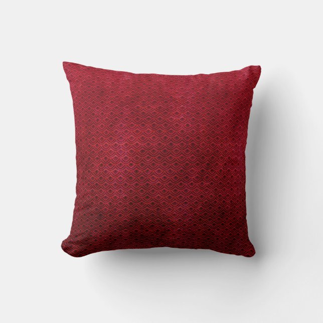 Cool japanese oriental cherry red fish scale throw pillow (Front)