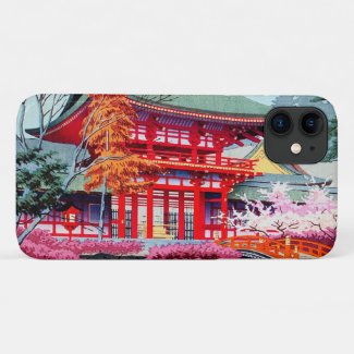 Cool japanese Red Temple Spring Asano Takeji Case-Mate iPhone Case