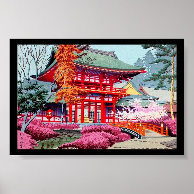 Cool japanese Red Temple Spring Asano Takeji Poster (Front)