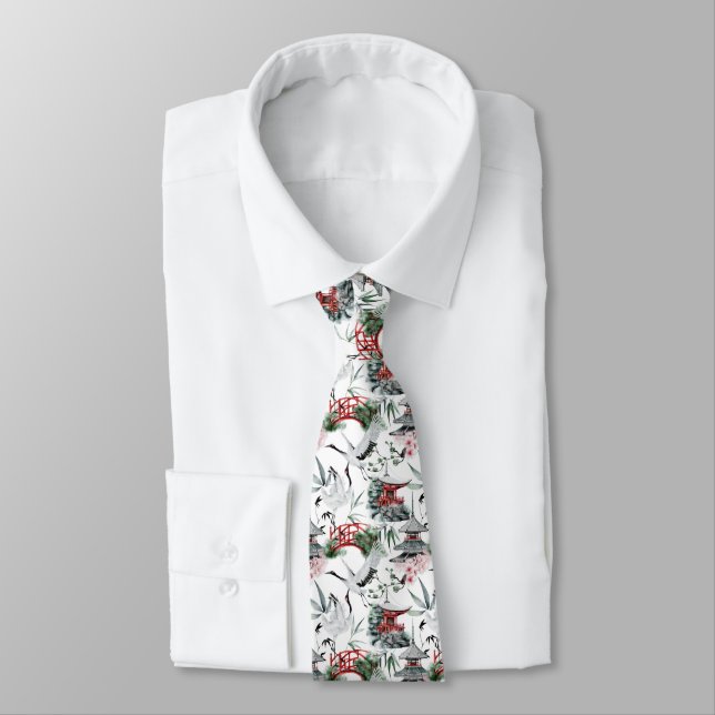 Cool Japanese tiled pattern  Neck Tie (Tied)