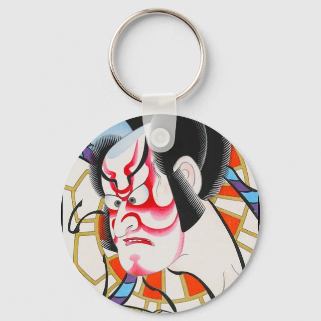 Cool japanese traditional kabuki makeup tadamasa keychain (Front)