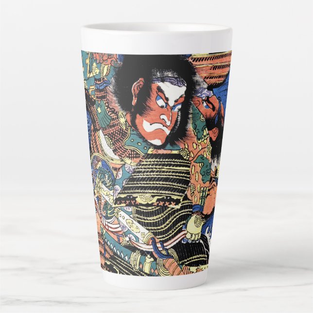 Cool japanese ukiyo-e legendary warrior samurai latte mug (Front)