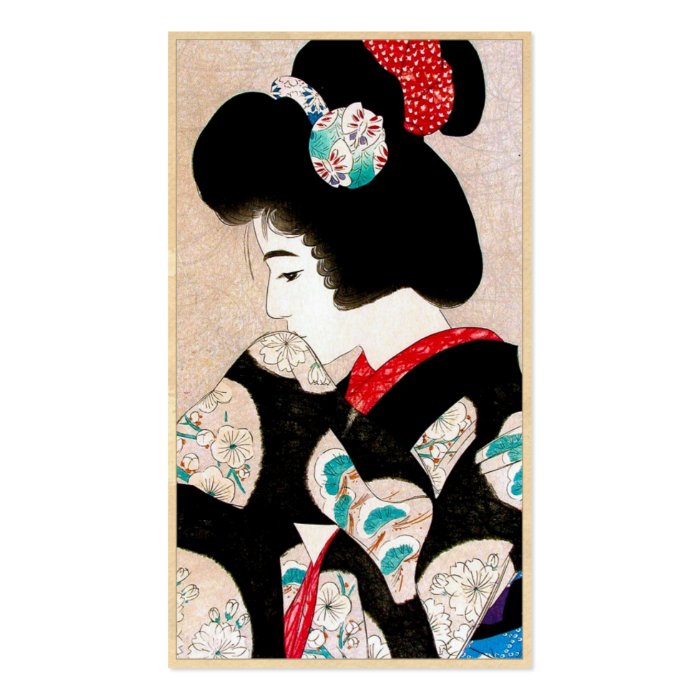 Cool japanese vintage lady geisha portrait art business card