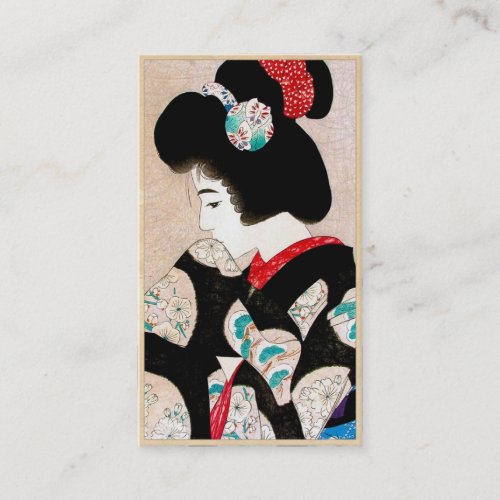 Cool japanese vintage lady geisha portrait art business card