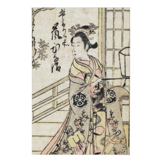 Cool japanese vintage ukiyo-e geisha lady maiko faux canvas print