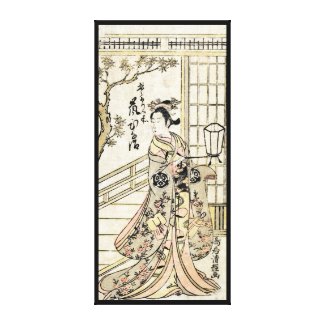 Cool japanese vintage ukiyo-e geisha lady scroll canvas print